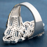 Pavé CZ Openwork Swirl Wide Ring