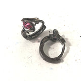 Pink Marquise CZ Bypass Huggie Earrings