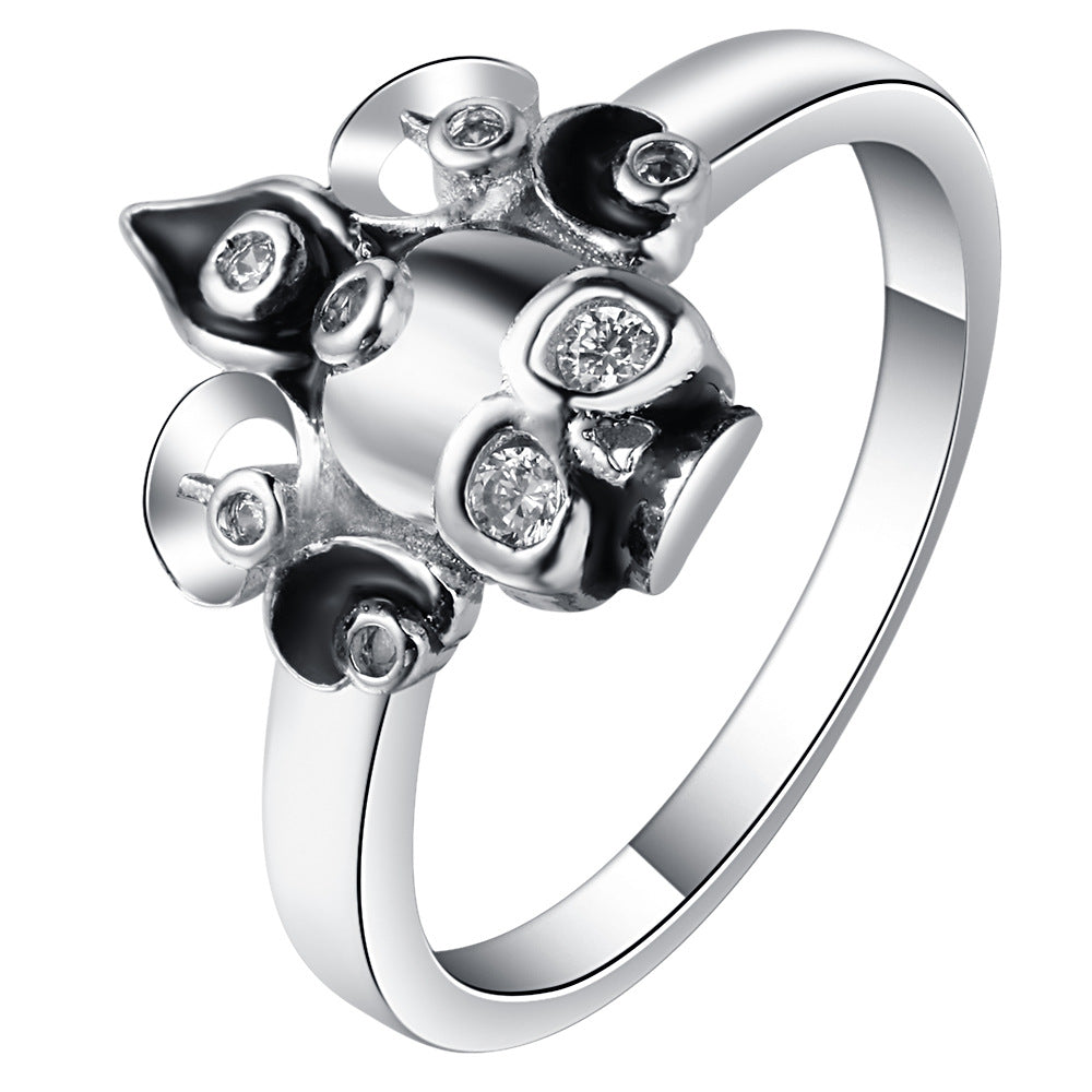 Black Enamel Bubble Cluster CZ Ring