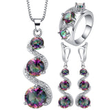 Rainbow Mystic CZ Swirl Drop Jewelry Set
