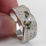 Olive Marquise CZ Leaf Pavé Wide Ring