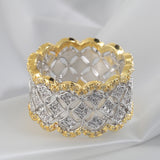 Wide Openwork Pavé Band Ring Gold Edge