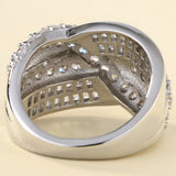 Crossover Pave and Baguette CZ Wide Ring