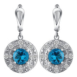 Aqua Round CZ Disc Halo Jewelry Set