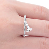 Twisted Rope Open Ring with Flower Charm