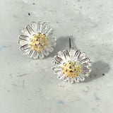 Two-Tone Daisy Flower Stud Earrings