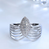 Pavé CZ Marquise Top Ribbed Band Ring
