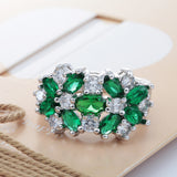 Emerald-Green Marquise CZ Cluster Ring