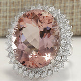 Pink Oval CZ Sunburst Halo Cocktail Ring
