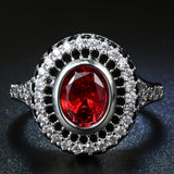 Ruby-Red Round CZ Concentric Halo Ring