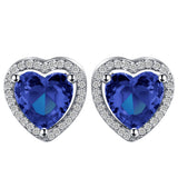 Sapphire-Blue Heart Halo Jewelry Set