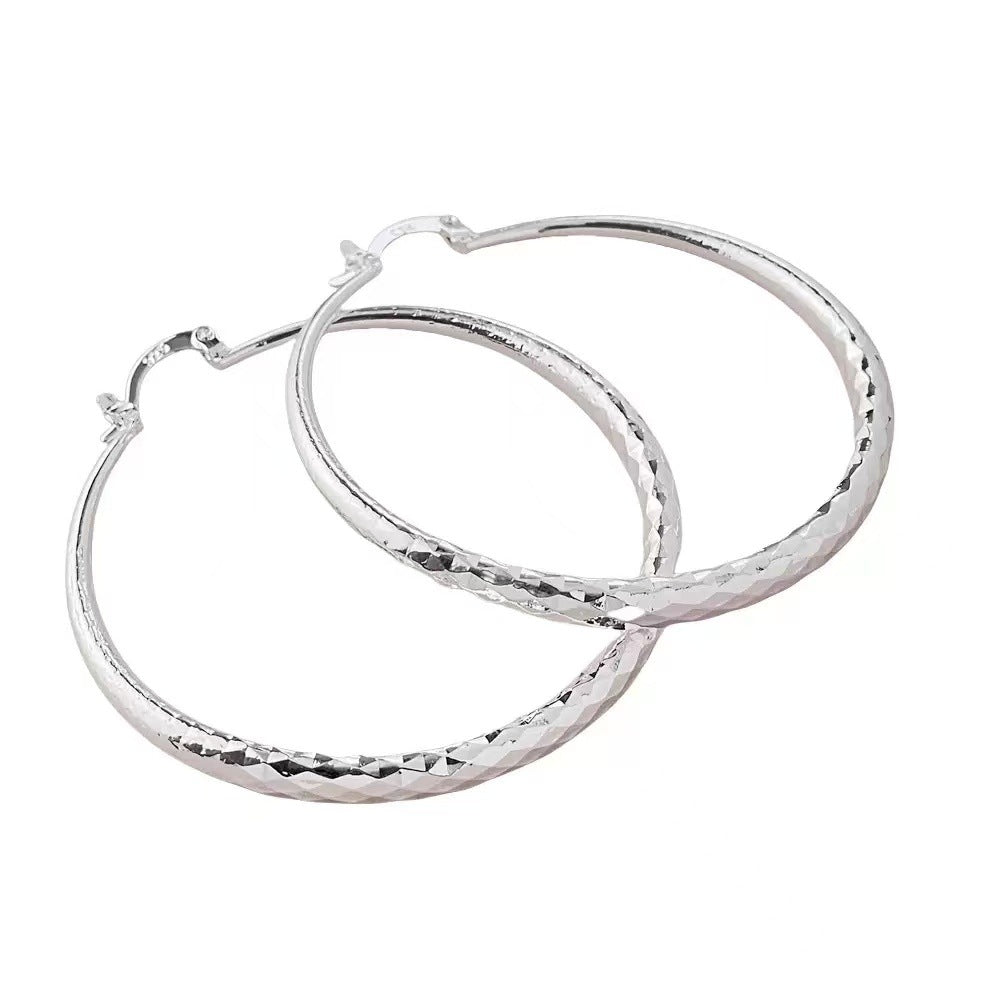 Large Textured Round Hoop Earrings