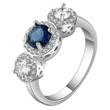 Sapphire-Blue Round CZ Halo Drop Jewelry Set