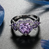 Lavender Heart CZ Pavé Cluster Ring