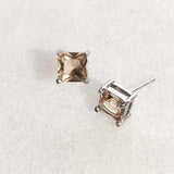 Emerald-Green Princess CZ Solitaire Stud Earrings
