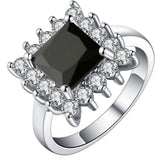 Black Square CZ Starburst Halo Jewelry Set