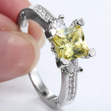 Yellow Princess CZ Three-Stone Pavé Ring