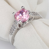 Pink Round CZ Pavé Shoulder Ring