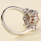 Champagne Cushion CZ Pink Cluster Ring
