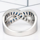 Sapphire-Blue Princess CZ Crossover Ring