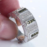Olive Square CZ Pavé Wide Men's Band