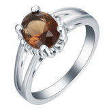 Smoky Brown Round CZ Split Shank Ring