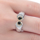 Black CZ Bezel Open Cuff Ring