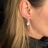 Engraved Dandelion Teardrop Hook Earrings