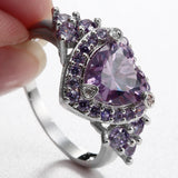 Lavender Heart CZ Pavé Cluster Ring