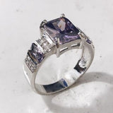 Purple Princess CZ Baguette Side Ring