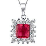 Ruby-Red Princess CZ Starburst Halo Jewelry Set