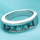 Aqua Square CZ Channel Band Ring