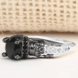 Black CZ Skull Gothic Engagement Ring