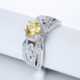 Yellow Round CZ Wide Pavé Ring