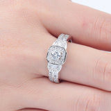 Round CZ Octagon Halo Pavé Ring