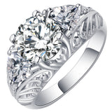 Round CZ Three-Stone Filigree Gallery Ring