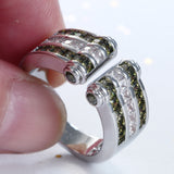 Olive and Clear Baguette CZ Open Ring