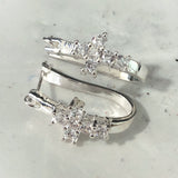 Clear CZ Cross Accent Hoop Earrings