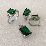 Emerald-Green Emerald-Cut CZ Jewelry Set