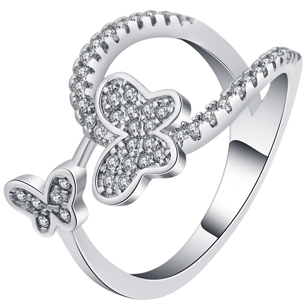 Pavé Butterfly Open Bypass Ring
