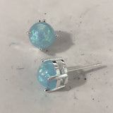 Opal-Look Round Prong Stud Earrings