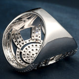 Pavé CZ Round Dome Wide Shield Ring