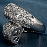 Baguette CZ Layered Wave Wide Ring