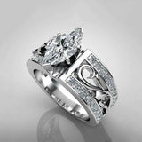 Marquise CZ Filigree Scroll Wide Ring