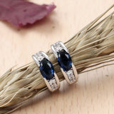 Ruby-Red Oval CZ East-West Huggie Earrings