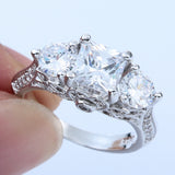 Princess-Cut Three-Stone CZ Ring
