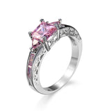 Black Cushion CZ Three-Stone Ring