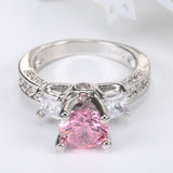 Pink Round CZ Princess Side Ring