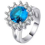 Sapphire-Blue Sunburst Halo Jewelry Set