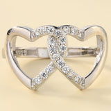 Interlocking Double Heart Pavé CZ Ring